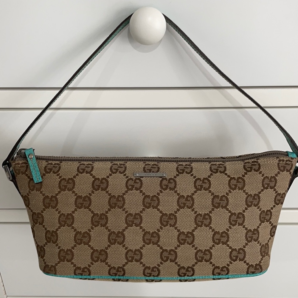 Gucci boat bag with turquoise trim